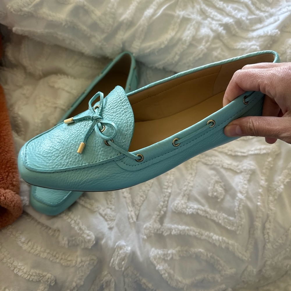Women's Talbots robins egg Blue Leather Moccasin Loafers - Lightweight Flats